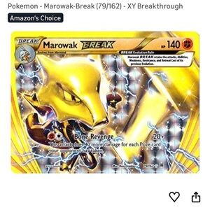 Pokemon Marowak-Break Card - Gold and Yellow